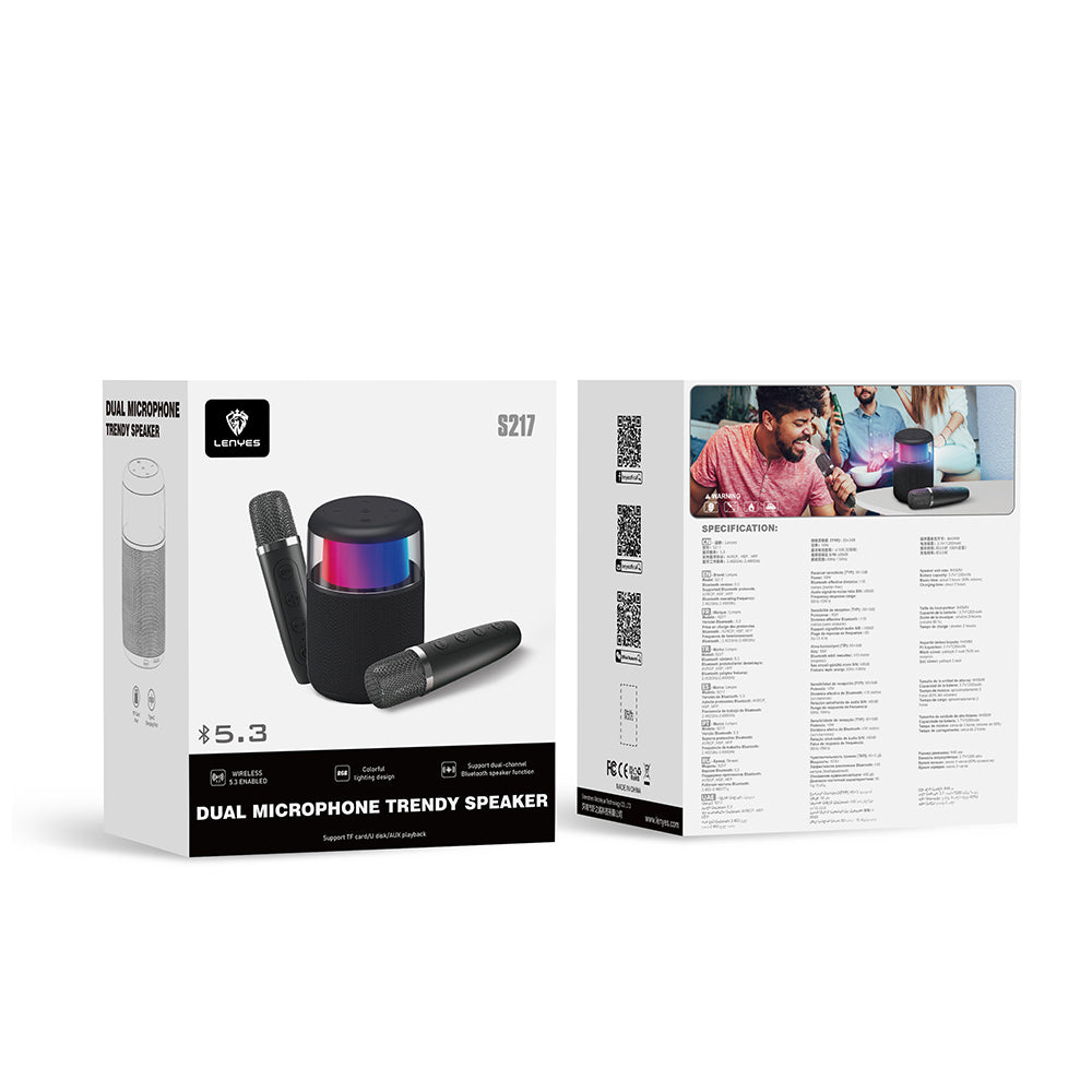 Lenyes S217 RGB Işıklı Karaoke Mikrofonlu Bluetooth Speaker Hoparlör v5.3 Lenyes S217 RGB Işıklı Karaoke Mikrofonlu Bluetooth Speaker Hoparlör v5.3